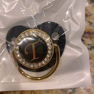 Monogram Gold/Blinged Pacifier “T”